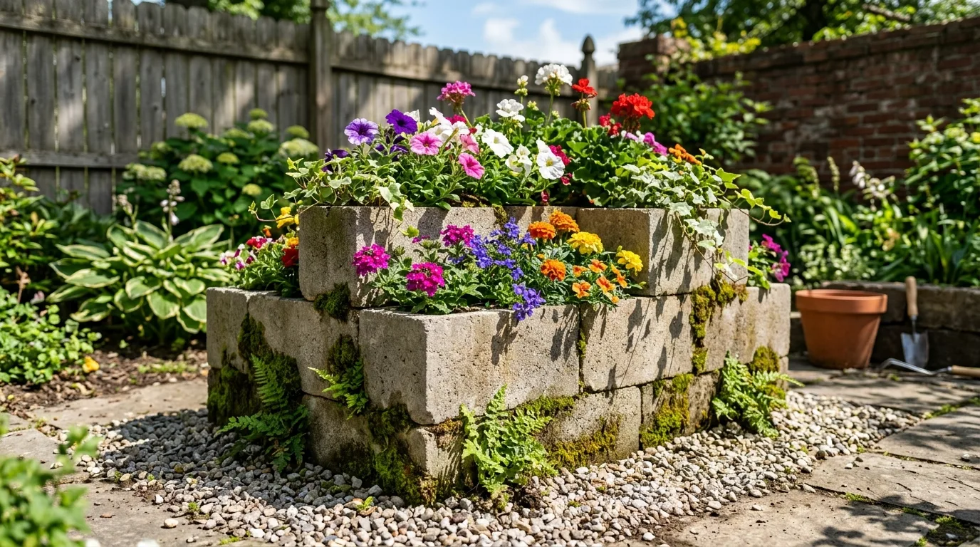 Outdoor Cinder Block Planter